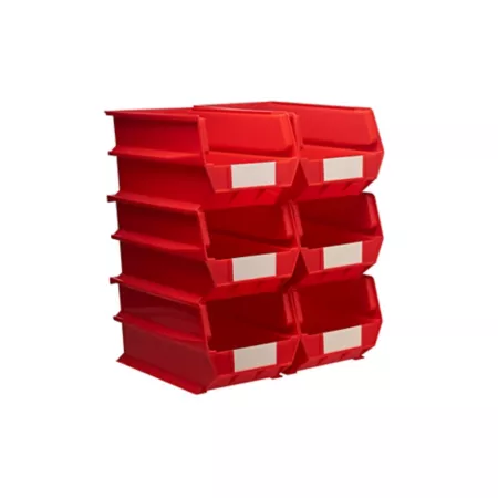 Triton Products 14-3/4 in L x 8-1/4 in W x 7 in H Red Stackable Hanging Locking Polypropylene Bins 6 CT Storage Bins