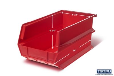 Image showing  Wall Storage Unit with (6) 14-3/4 in. L x 8-1/4 in. W x 7 in. H Red Interlocking Bins & Wall Mount Rails
