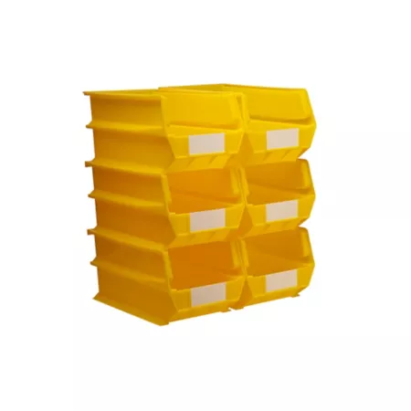 Triton Products 14-3/4 in x 8-1/4 in x 7 in Stackable Hanging and Locking Polypropylene Bins Yellow Pack of 6 Storage Bins