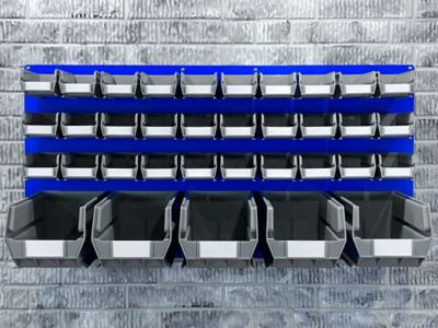 Image showing  18-Gauge Epoxy-Coated Louvered Panel for Storing Plastic Hanging Bins, 48 in. x 24 in., Blue