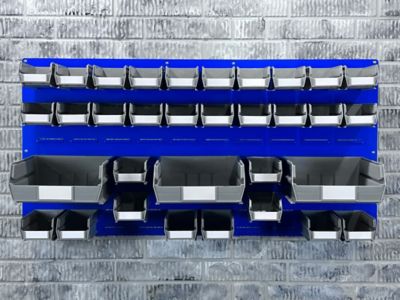 Image showing  18-Gauge Epoxy-Coated Louvered Panel for Storing Plastic Hanging Bins, 48 in. x 24 in., Blue