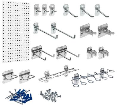 Triton Products LocBoard with 18 Hooks, White, LB18-1WH-KIT