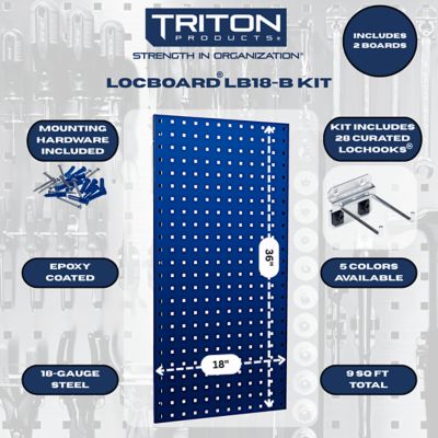 Image showing  (2) 18 x 36 x 9/16 in. Blue Steel Square Hole Tool Pegboards, LB18-BKIT