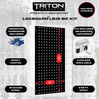 Image showing  18 x 36 x 9/16 in. Steel Square Hole Tool Pegboards, Black, 2 pc., LB18-BKKIT