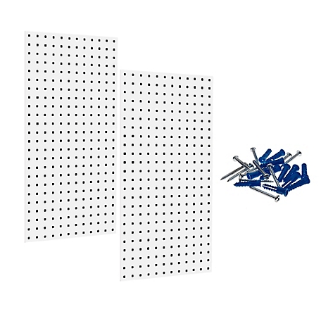 Triton Products (2) 18 in. x 36 in. x 9/16 in. White Epoxy Tool Pegboard, 18 Gauge Steel Square Hole Pegboards, LB18-W