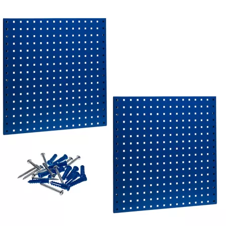 Triton Products (2) 24 in x 24 in x 9/16 in Blue Epoxy Tool Pegboard 18 Gauge Steel Square Hole Pegboards Pegboards