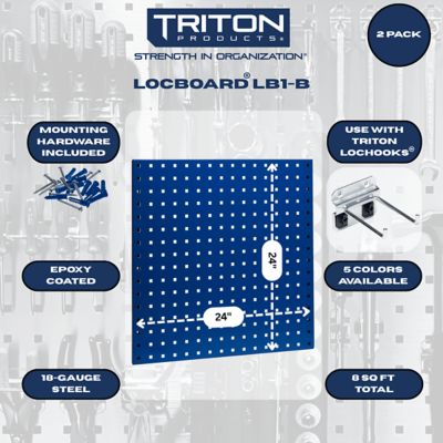 Image showing  24 in. x 24 in. x 9/16 in. Blue Epoxy Tool Pegboard, 18 ga. Steel Square Hole Pegboards