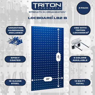 Image showing  24 W x 42 H x 9/16 D in. Blue Epoxy, 18 ga. Steel Square Hole Pegboards And Mounting Hardware