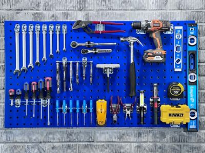 Image showing  24 W x 42 H x 9/16 D in. Blue Epoxy, 18 ga. Steel Square Hole Pegboards And Mounting Hardware