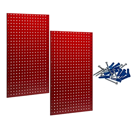 Triton Products (2) 24 in. x 42-1/2 in. x 9/16 in. Red Epoxy Tool Pegboard, 18 Gauge Steel Square Hole Pegboards, LB2-R