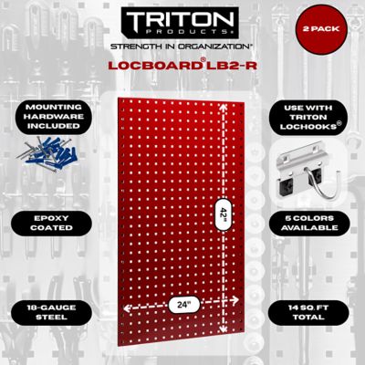 Image showing  24 W x 42 H x 9/16 D in. Red Epoxy, 18 ga. Steel Square Hole Pegboards And Mounting Hardware