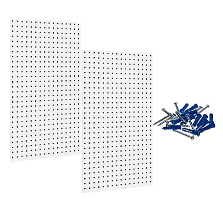Triton Products (2) 24 in. x 42-1/2 in. x 9/16 in. White Epoxy Tool Pegboard, 18 Gauge Steel Square Hole Pegboards, LB2-W