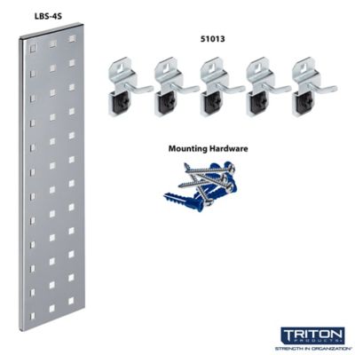 Image showing  18 in. x 4.5 in. Steel Square Hole Key Pegboard with 6 pc. LocHook Assortment, Silver, LBS18K-SLV