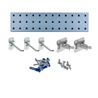 Triton Products (1) 18 x 4.5 in. 18 Gauge Steel Square Hole Pegboard and 5 pc. LocHook Assortment