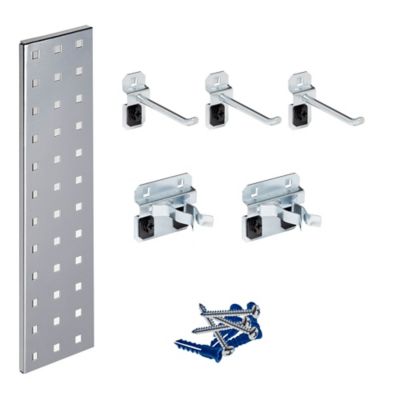 Triton Products (1) 18 x 4.5 in. 18 Gauge Steel Square Hole Pegboard and 5 pc. LocHook Assortment