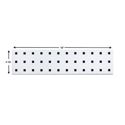 Image showing  White Pegboard Kit, (1) 18 x 4.5in. 18 Gauge Steel Square Hole Pegboard & 5 pc. LocHook Assortment, LBS18T-WHT