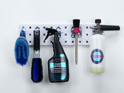 Image showing  White Pegboard Kit, (1) 18 x 4.5in. 18 Gauge Steel Square Hole Pegboard & 5 pc. LocHook Assortment, LBS18T-WHT