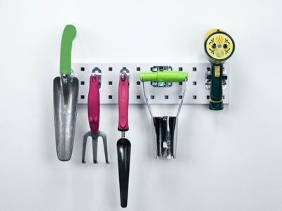 Image showing  White Pegboard Kit, (1) 18 x 4.5in. 18 Gauge Steel Square Hole Pegboard & 5 pc. LocHook Assortment, LBS18T-WHT