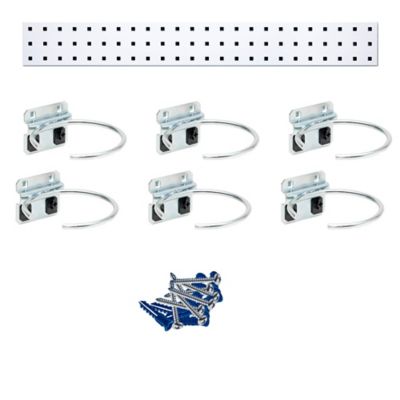 Triton Products 36 in. x 4.5 in. Steel Square Hole Pneumatic Tool Pegboard with 6 pc. LocHook Assortment, White, LBS36P-WHT