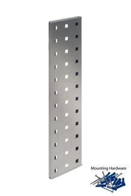 Image showing  (1) 18 in. x 4.5 in. Silver Epoxy 18 Gauge Steel Square Hole Pegboard Strip, LBS-4S