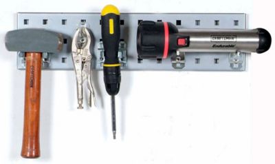 Image showing  (1) 18 in. x 4.5 in. Silver Epoxy 18 Gauge Steel Square Hole Pegboard Strip, LBS-4S