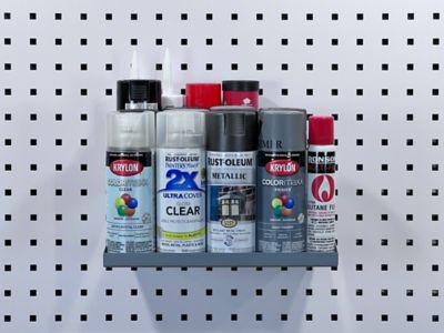 Image showing  12 in. x 10 in. Epoxy Steel Powder-Coat LocBoard Shelf with 6 Holes for Garment Hangers, Silver, 56120-SLV