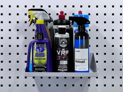 Image showing  12 in. x 10 in. White Epoxy Powder-Coated Steel Shelf with 6 Holes for Garment Hangers