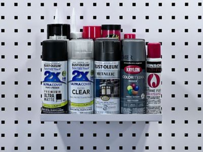 Image showing  12 in. x 10 in. White Epoxy Powder-Coated Steel Shelf with 6 Holes for Garment Hangers