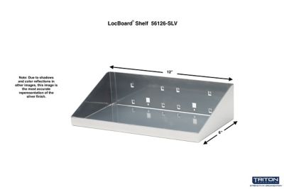 Image showing  12 in. x 6 in. Epoxy Steel Powder-Coat LocBoard Shelf, Silver, 56126-SLV