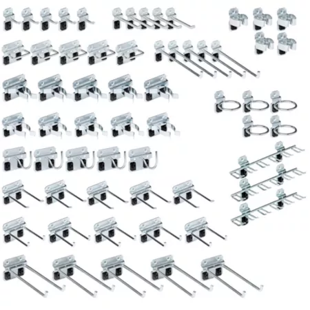 Triton Products 63 pieces Assortment of zinc-plated steel hooks for LocBoard Pegboard Accessories