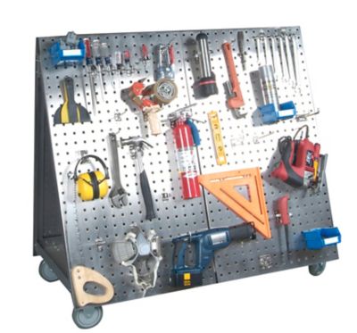 Image showing  48 in. x 46 in. x 26-5/8 in. Stainless Steel Frame Tool Cart, Tray, 66 pc. LocHook Assist, 6 Hanging Bins