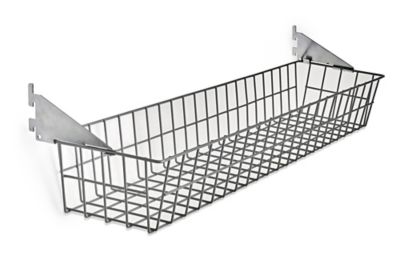 Triton Products 31 in. x 4 in. x 6-1/2 in. Gray Epoxy Coated Steel Wire Basket with Lock-On Hanging Brackets, 20 Gauge Steel