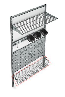 Image showing  31 in. x 4 in. x 6-1/2 in. Gray Epoxy Coated Steel Wire Basket with Lock-On Hanging Brackets, 20 Gauge Steel