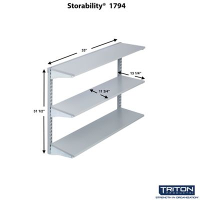 Image showing  33 in. x 31.5 in. Wall Mount Shelving Unit with 3 Epoxy Coated Steel Shelves and Mounting Hardware
