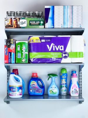 Image showing  33 in. x 31.5 in. Wall Mount Shelving Unit with 3 Epoxy Coated Steel Shelves and Mounting Hardware