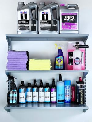 Image showing  33 in. x 31.5 in. Wall Mount Shelving Unit with 3 Epoxy Coated Steel Shelves and Mounting Hardware