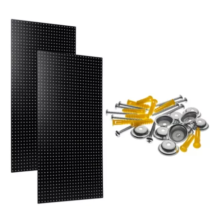 Triton Products Heavy Duty Round Hole Pegboards 24 in x 42 in Wall Ready with Mounting Hardware Black PEG2-BLK Pegboards