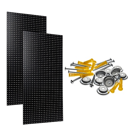 Triton Products 24 in. x 42 in. Fiberboard Heavy-Duty Wall-Ready Round Hole Pegboards with Mounting Hardware, Black, PEG2-BLK