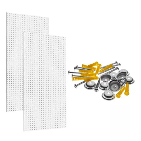 Triton Products Heavy Duty Round Hole Pegboards 24 x 42 in Fiberboard with Mounting Hardware White 2 Piece PEG2-WHT Pegboards