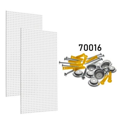 Image showing  24 x 42 in. Fiberboard Heavy-Duty Wall-Ready Round Hole Pegboards with Mounting Hardware, White, 2 pc., PEG2-WHT