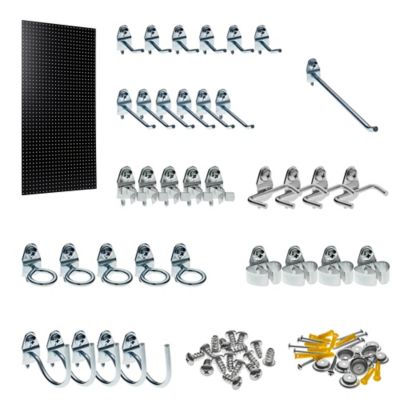 Triton Products 24 x 42 x 1/4 in. Wall Ready Black HD Fiberboard Round Hole Pegboard Kit, 36 pc. Locking Hooks, PEG36-BLK