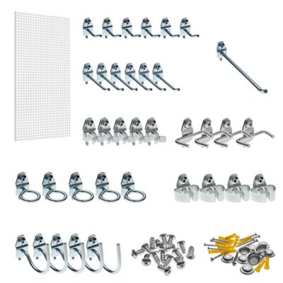 Triton Products 24 x 42 in. Fiberboard Wall-Ready Heavy-Duty Pegboard Kit with 36 pc. Locking Hook Assortment, White, PEG36-WHT