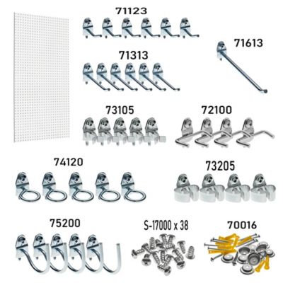 Image showing  24 x 42 in. Fiberboard Wall-Ready Heavy-Duty Pegboard Kit with 36 pc. Locking Hook Assortment, White, PEG36-WHT