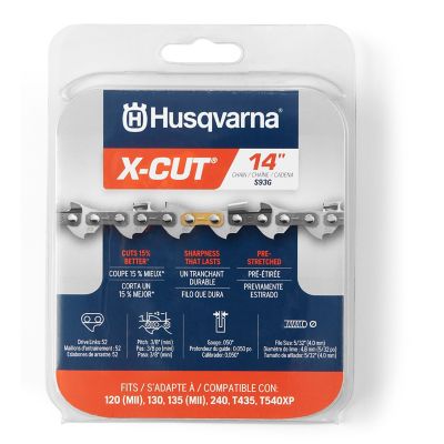 Husqvarna 14 in. X-Cut S93G Chainsaw Chain, 3/8 in. Pitch, 0.050 in. Gauge, 52 Drive Links