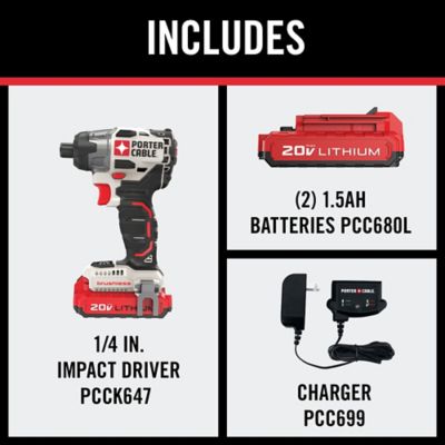 Porter Cable v Max Impact Driver Kit 1 4 In Hex 2 700 Rpm Pcck647 Lb At Tractor Supply Co