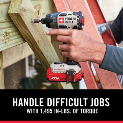 Image showing 6 th PORTER-CABLE 20V Max 1/2 in. Cordless Impact Driver Kit, 1/4 in. Hex, 2,700 RPM