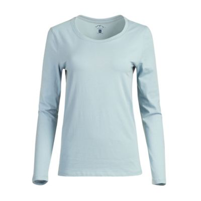 Blue Mountain Women's Solid Scoop Neck Long-Sleeve T-Shirt