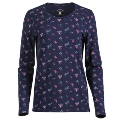 Blue Mountain Women's Floral Scoop Neck Long-Sleeve T-Shirt