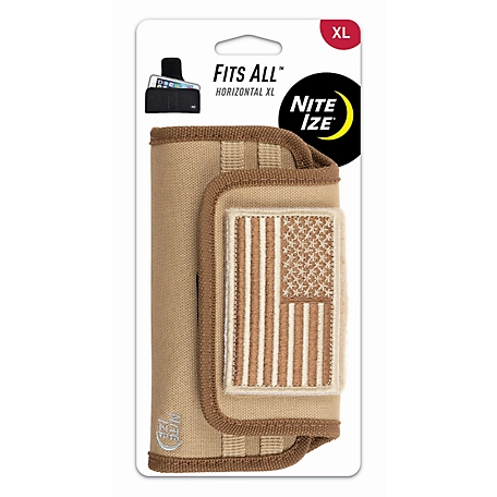 Nite Ize Fits-All Horizontal Phone Case, Brown/Flag