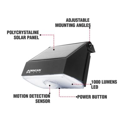 Image showing  1,000 Lumen Micro Solar Wall LED Light, IP65 Rated Waterproof Battery